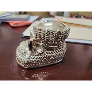 Vintage Leonard‎ Silver Plate Piggy Bank Baby Shoe Bootie Coin Bank